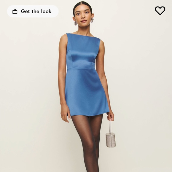 Reformation Zenni Satin Dress Blue - Size 8 - Picture 2 of 3